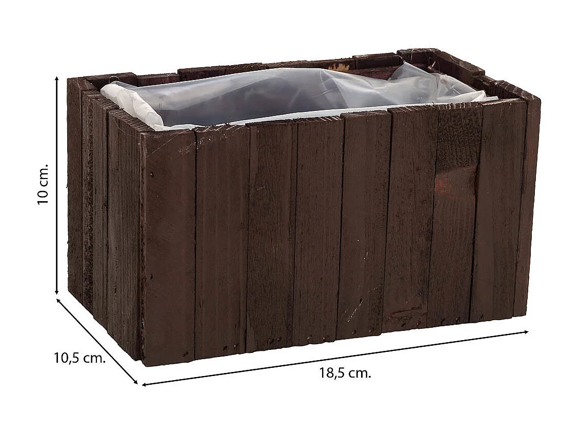 Cesto cuadrado de madera marrón 18.5x10.5x10
