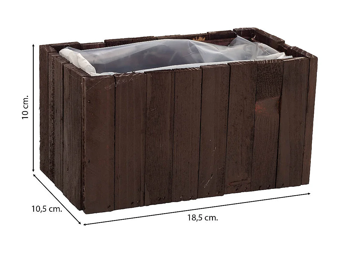 Panier carré en bois marron 18.5x10.5x10h