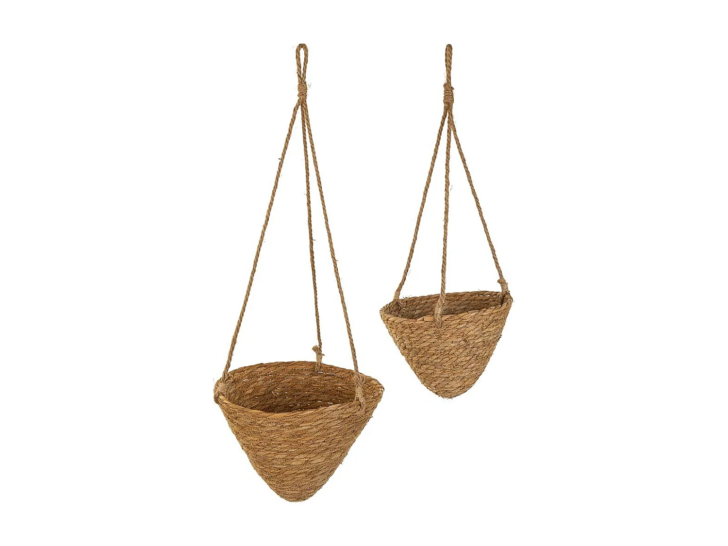 Cestos suspensos de fibra natural marrom d27.5x25h-d22x18