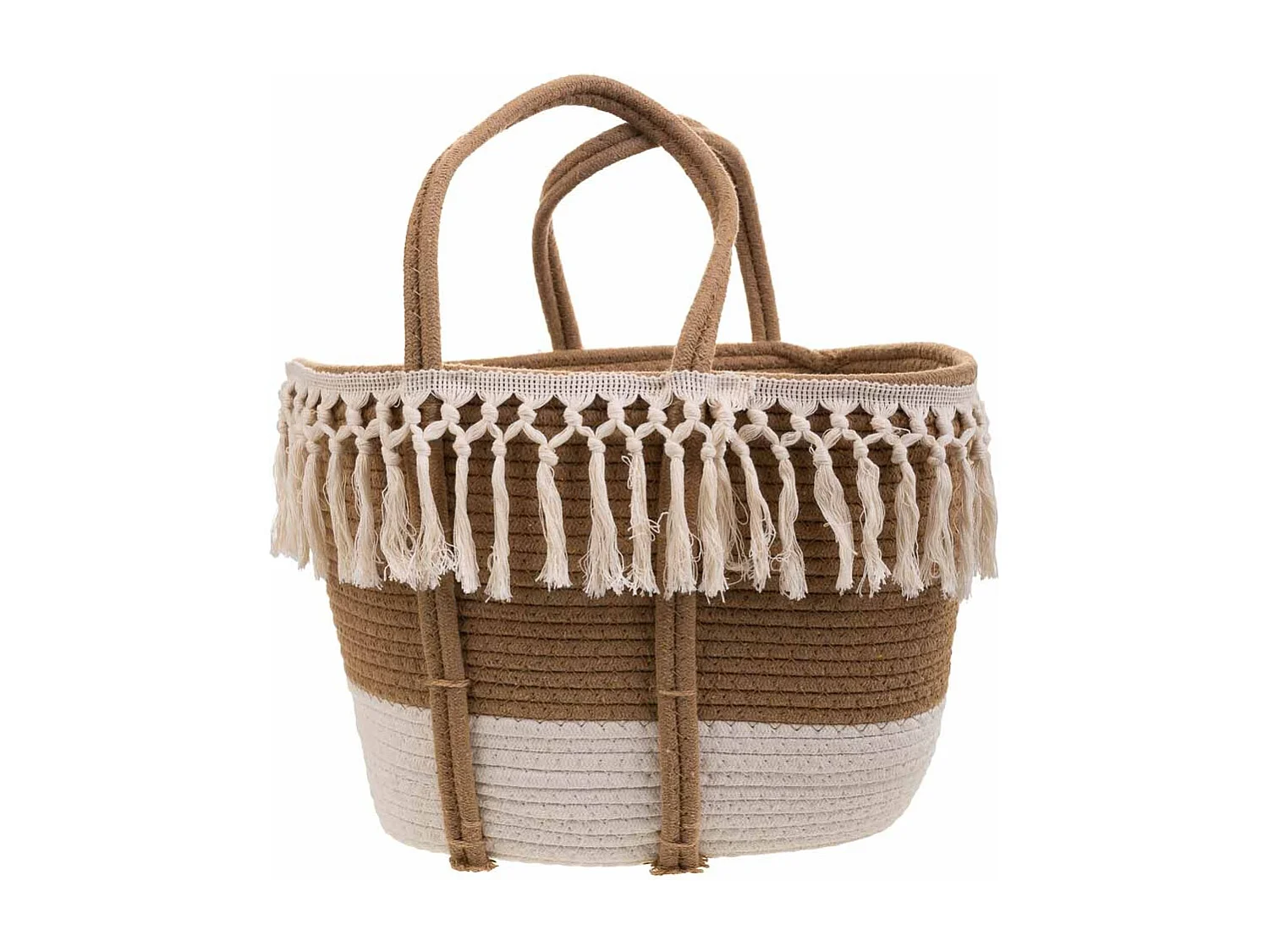 Cesto in corda intrecciata bianca 43x28x28h