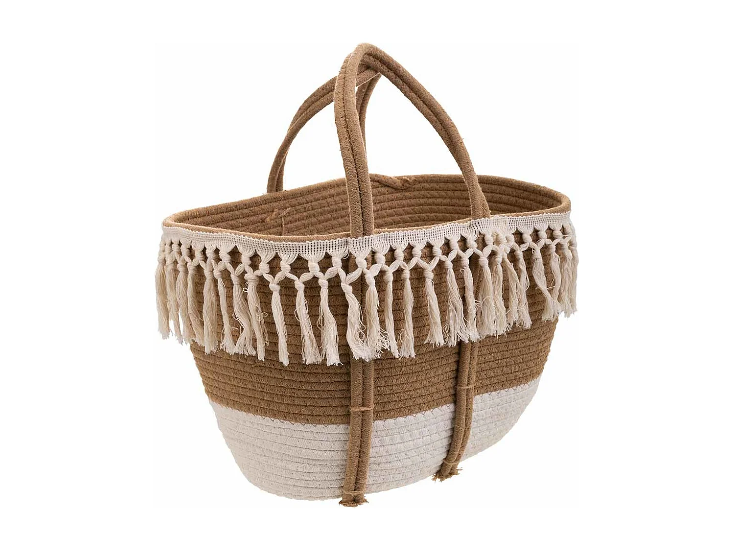 Cesto in corda intrecciata bianca 43x28x28h