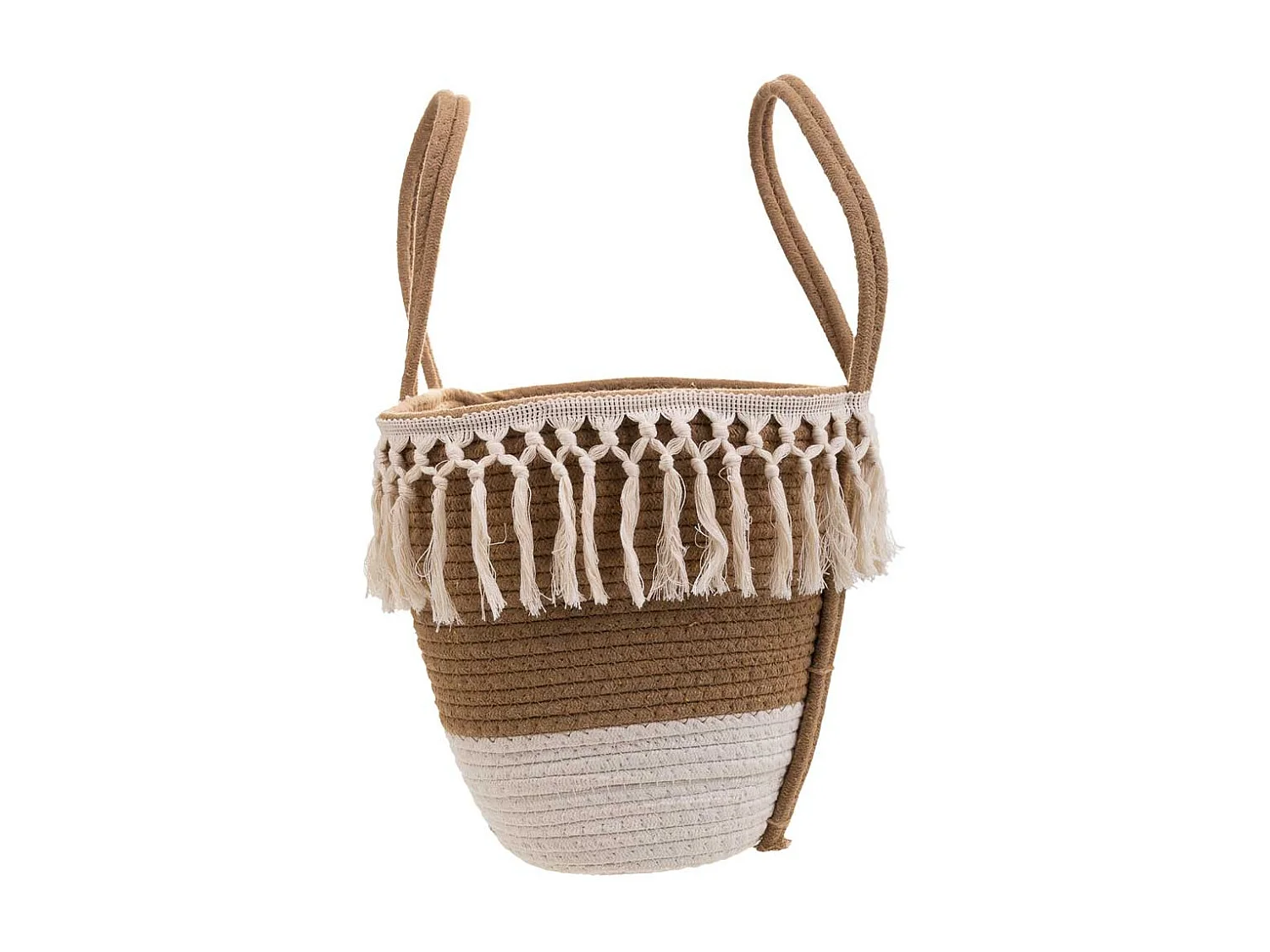 Cesto in corda intrecciata bianca 43x28x28h