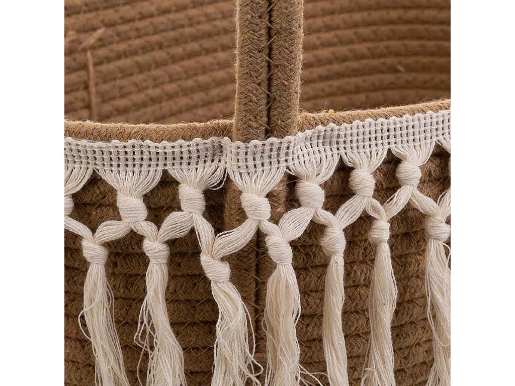 Cesto in corda intrecciata bianca 43x28x28h