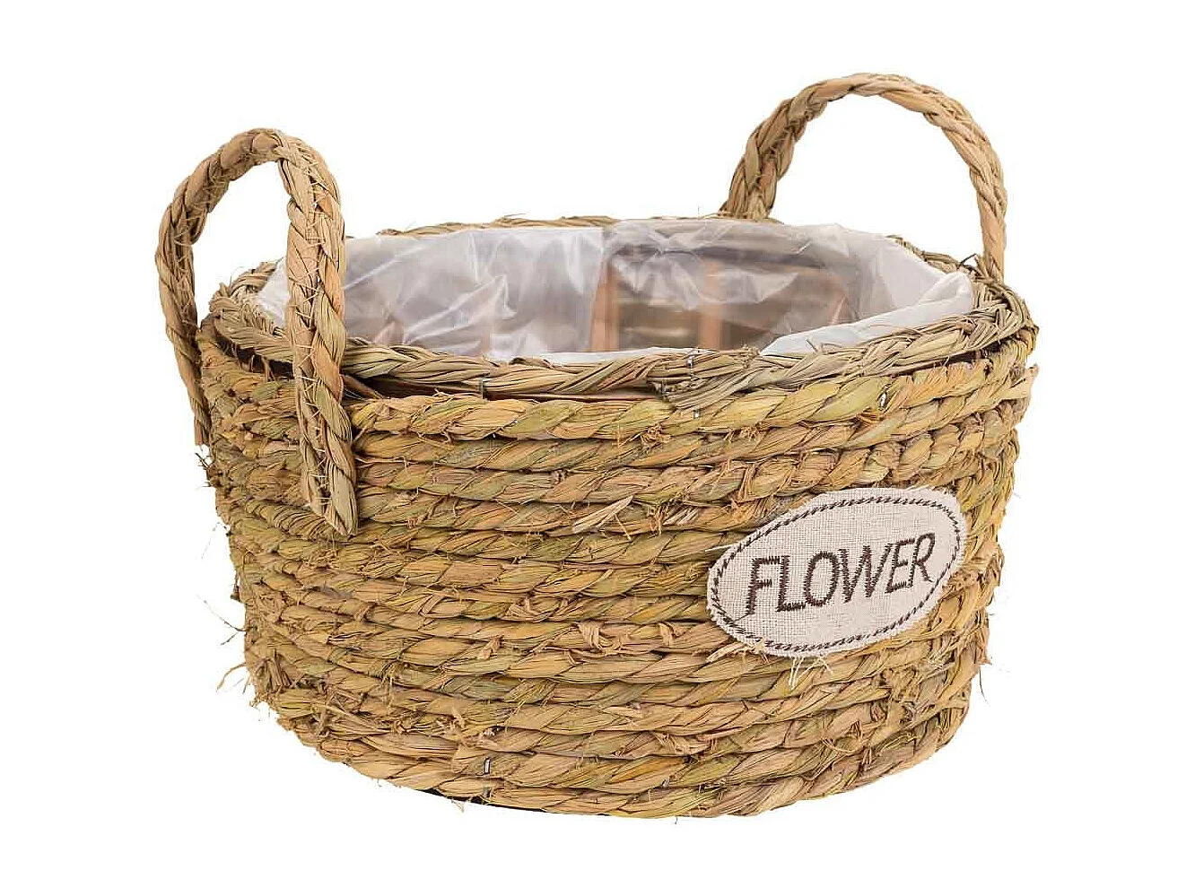 Cesto de cuerda trenzada marrón d28x14