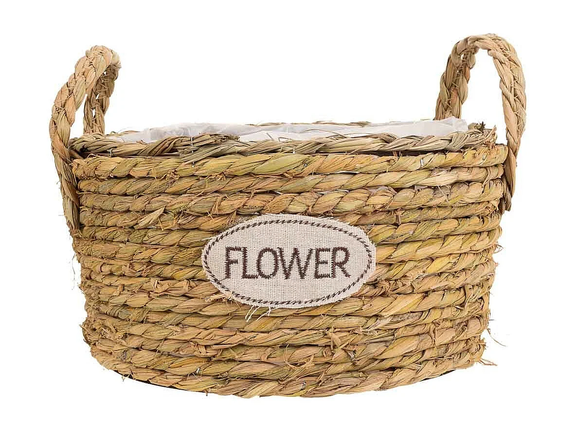 Cesto de cuerda trenzada marrón d28x14