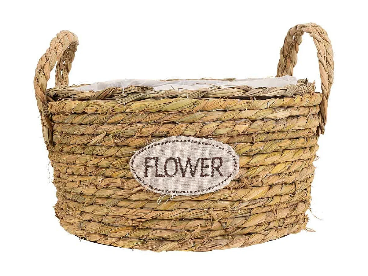 Cesto de cuerda trenzada marrón d28x14