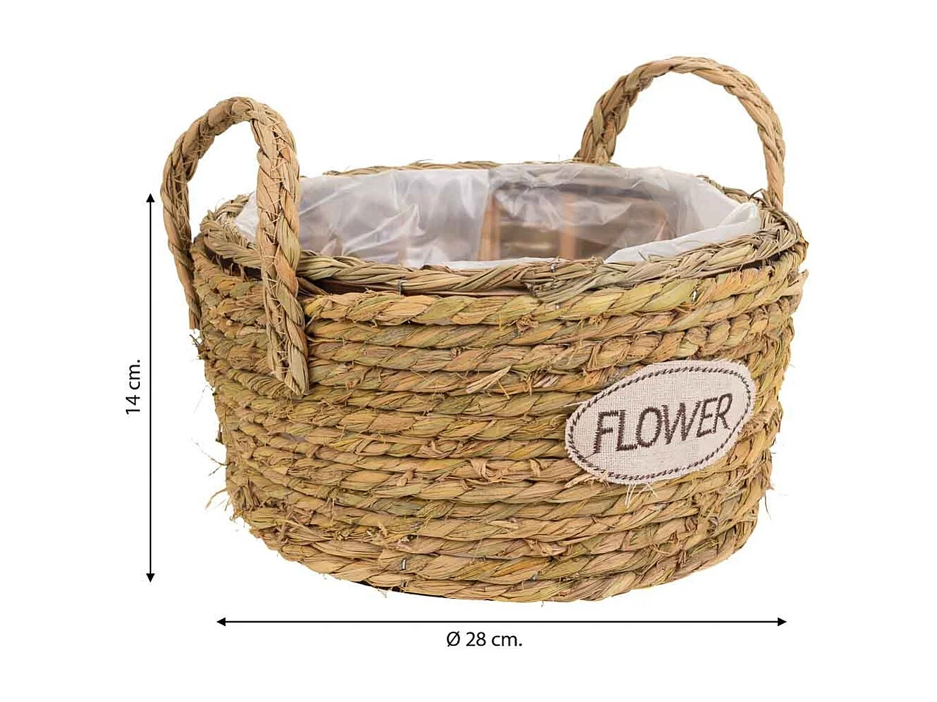 Cesto de cuerda trenzada marrón d28x14