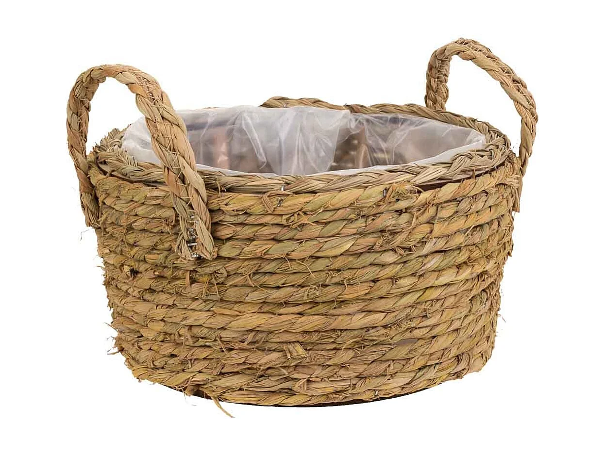 Cesto de cuerda trenzada marrón d28x14