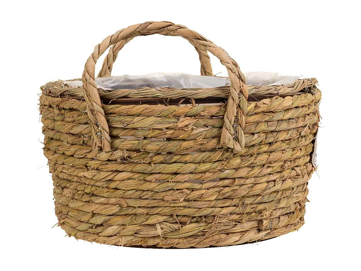 BraunerKorb aus geflochtenem Seil, D28x14h cm