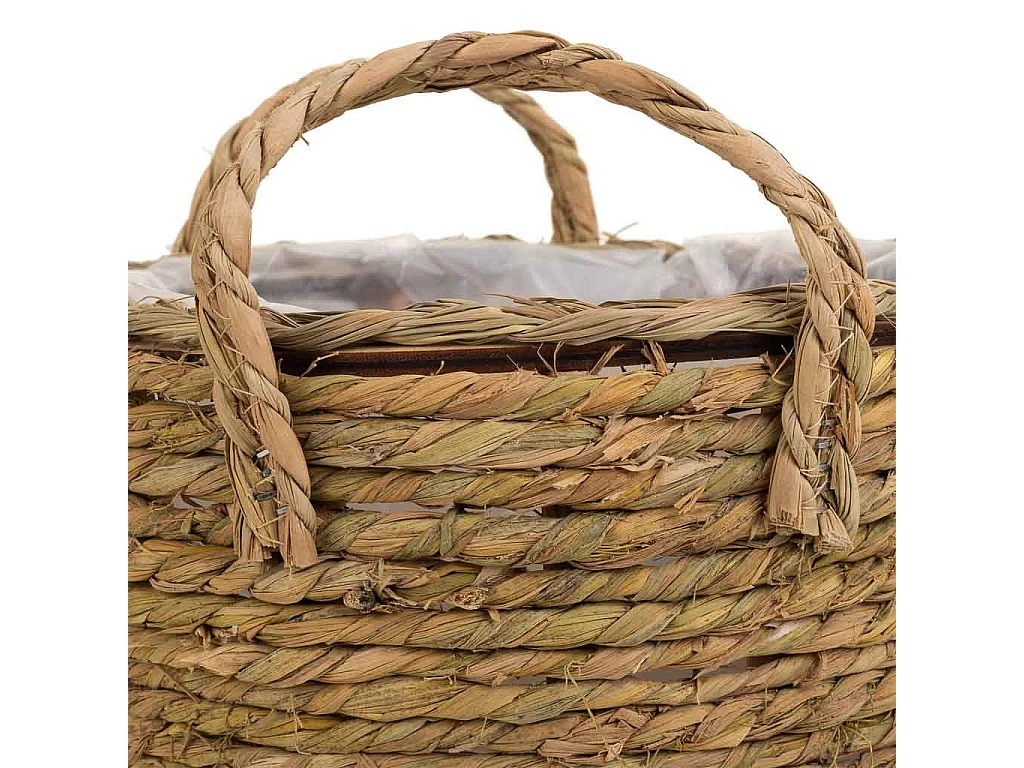 Cesto de corda trançada marrom d28x14