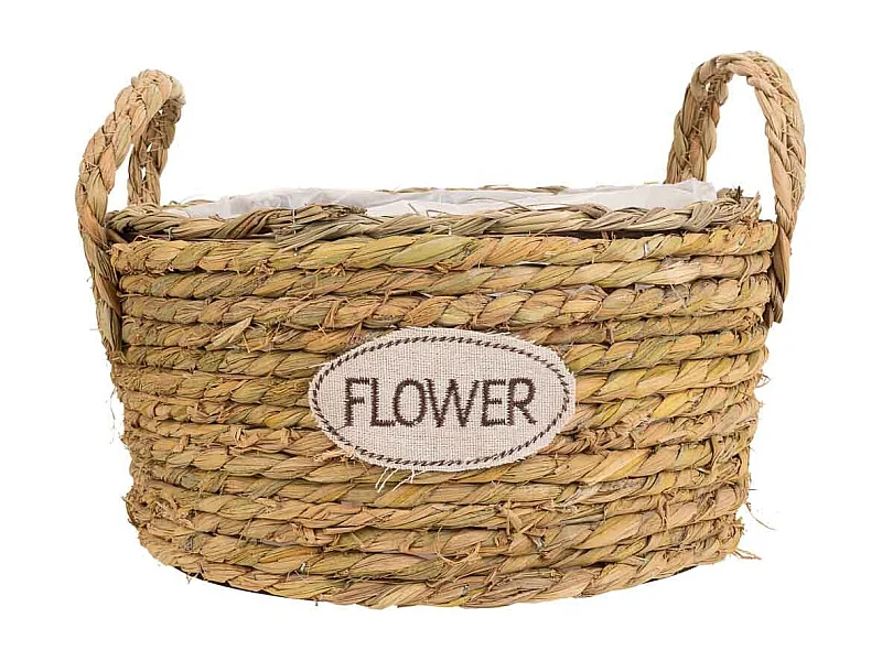 Cesto de corda trançada marrom d28x14