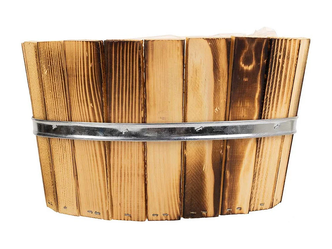 Korb aus Holz und braunem Seil, 49 x 26 x 15 h cm