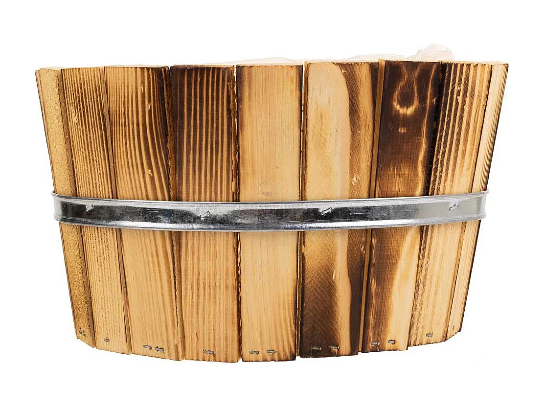 Cesto in legno e corda marrone 49x26x15h
