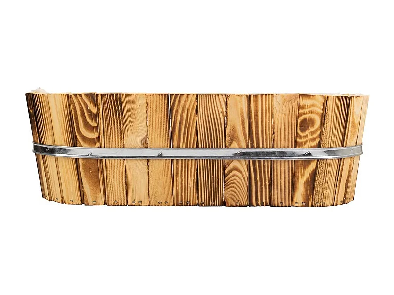 Cesto de madera y cuerda marrón 49x26x15