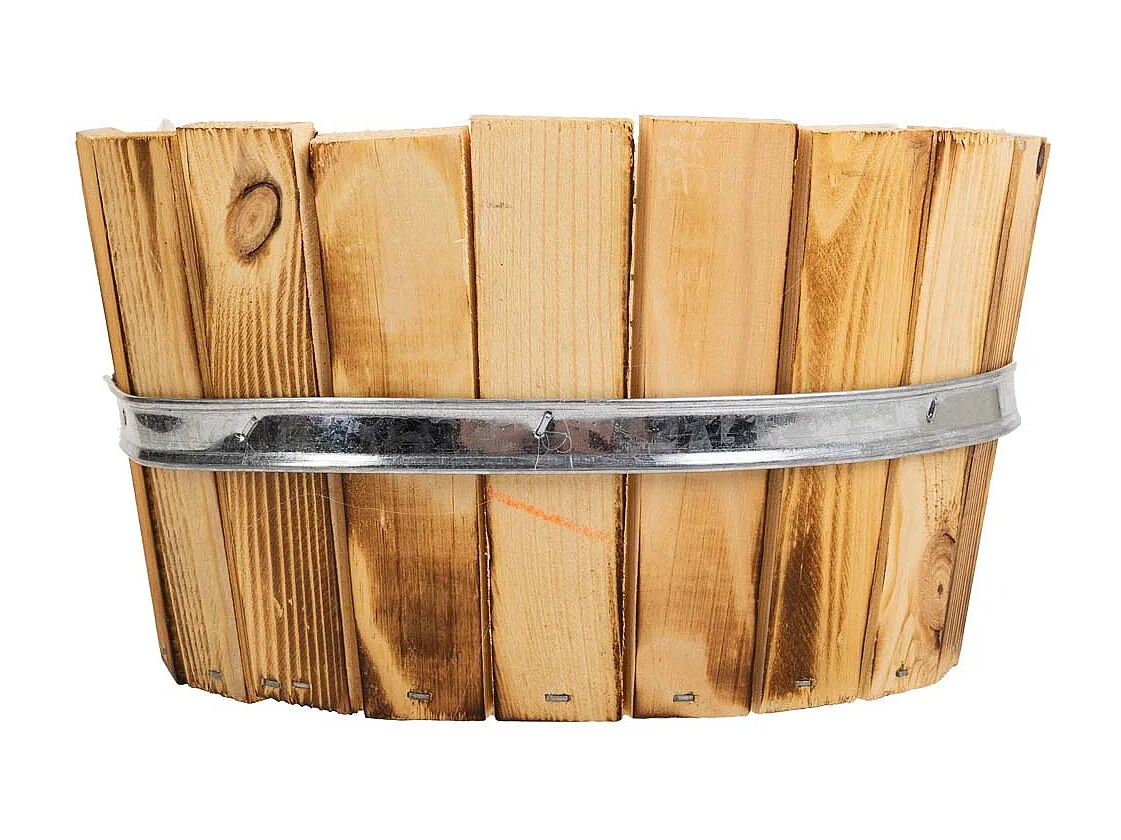 Cesto de madera y cuerda marrón 33x23x12