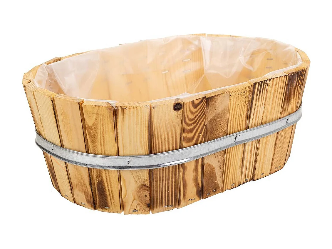 Cesto de corda de madeira e marrom 33x23x12