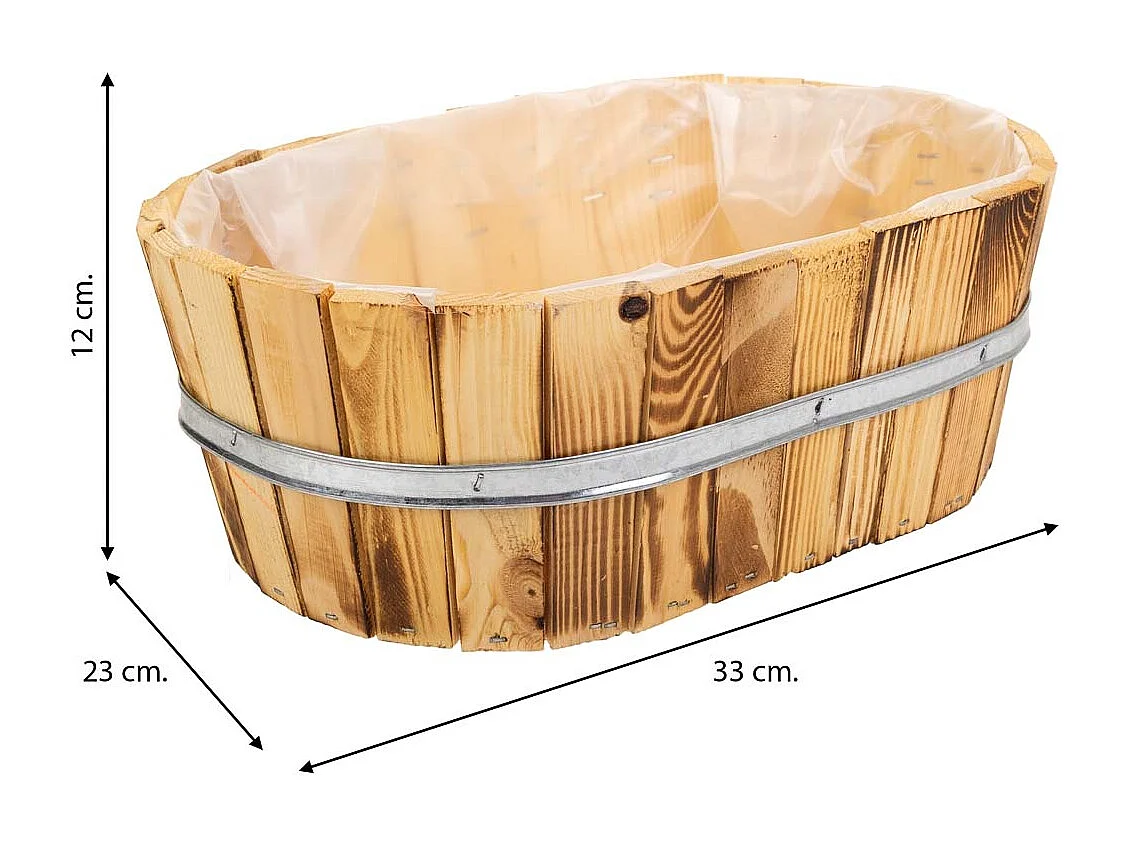 Cesto in legno e corda marrone 33x23x12h