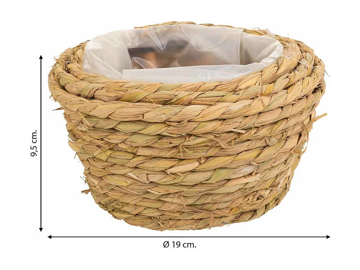 BraunerKorb aus geflochtenem Seil, D19x9,5h cm