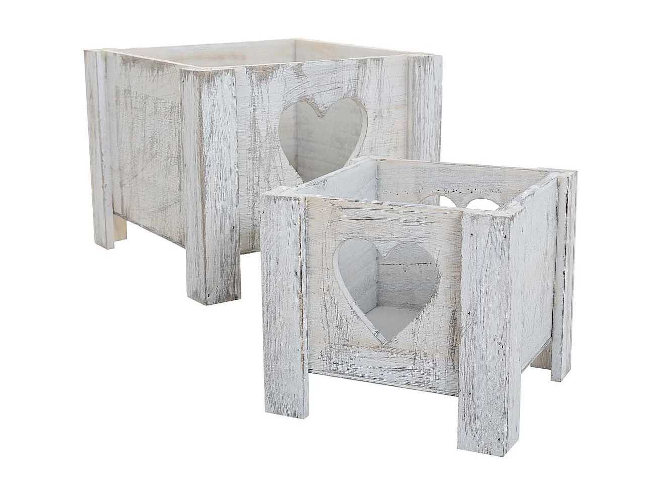 Conjunto de 2 cestos de madeira brancos