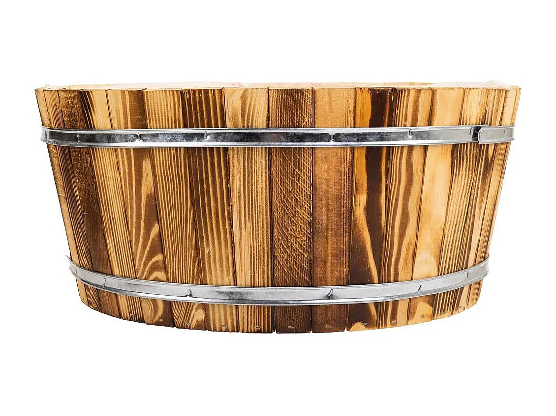 Cesto in legno e corda marrone d45x20h