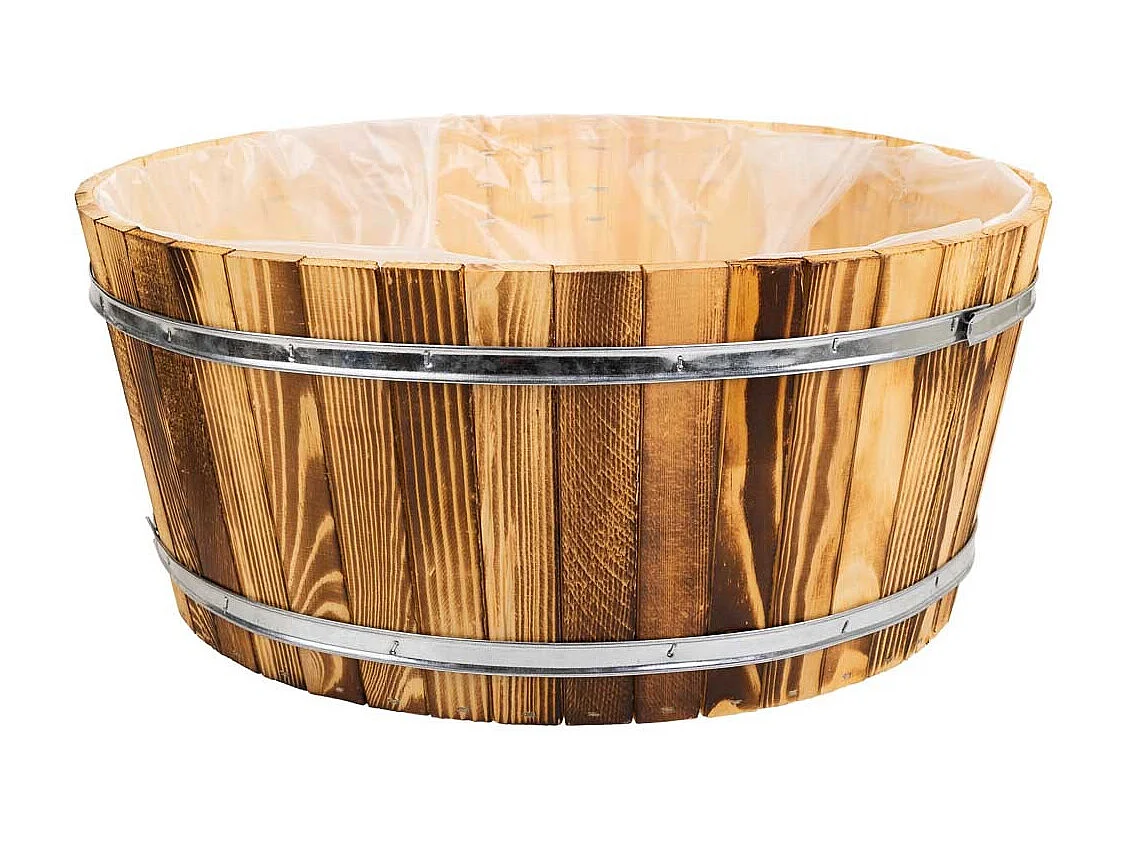 Cesto in legno e corda marrone d45x20h