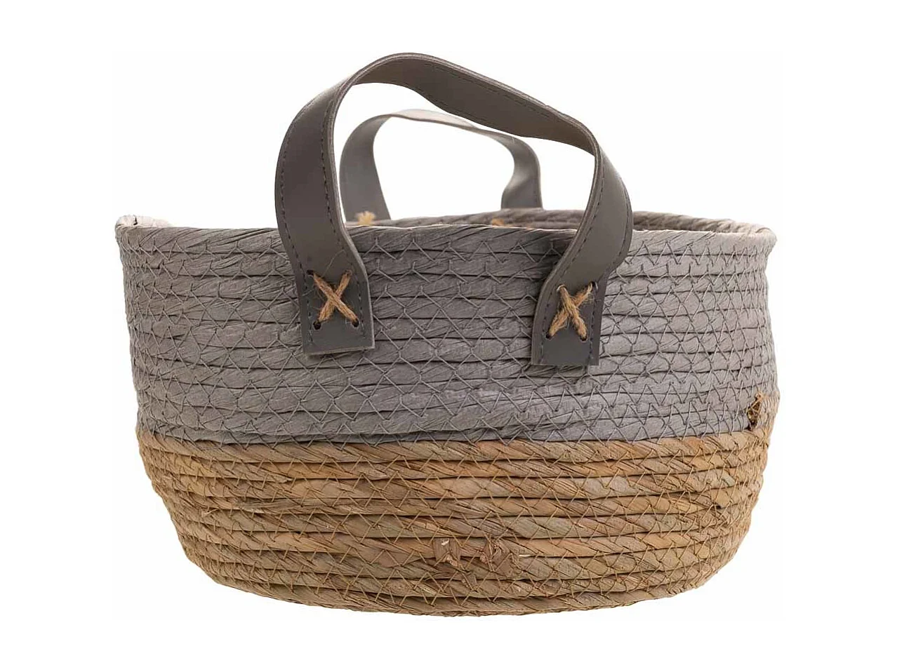 Grauer geflochtener Seilkorb36x26x16h cm