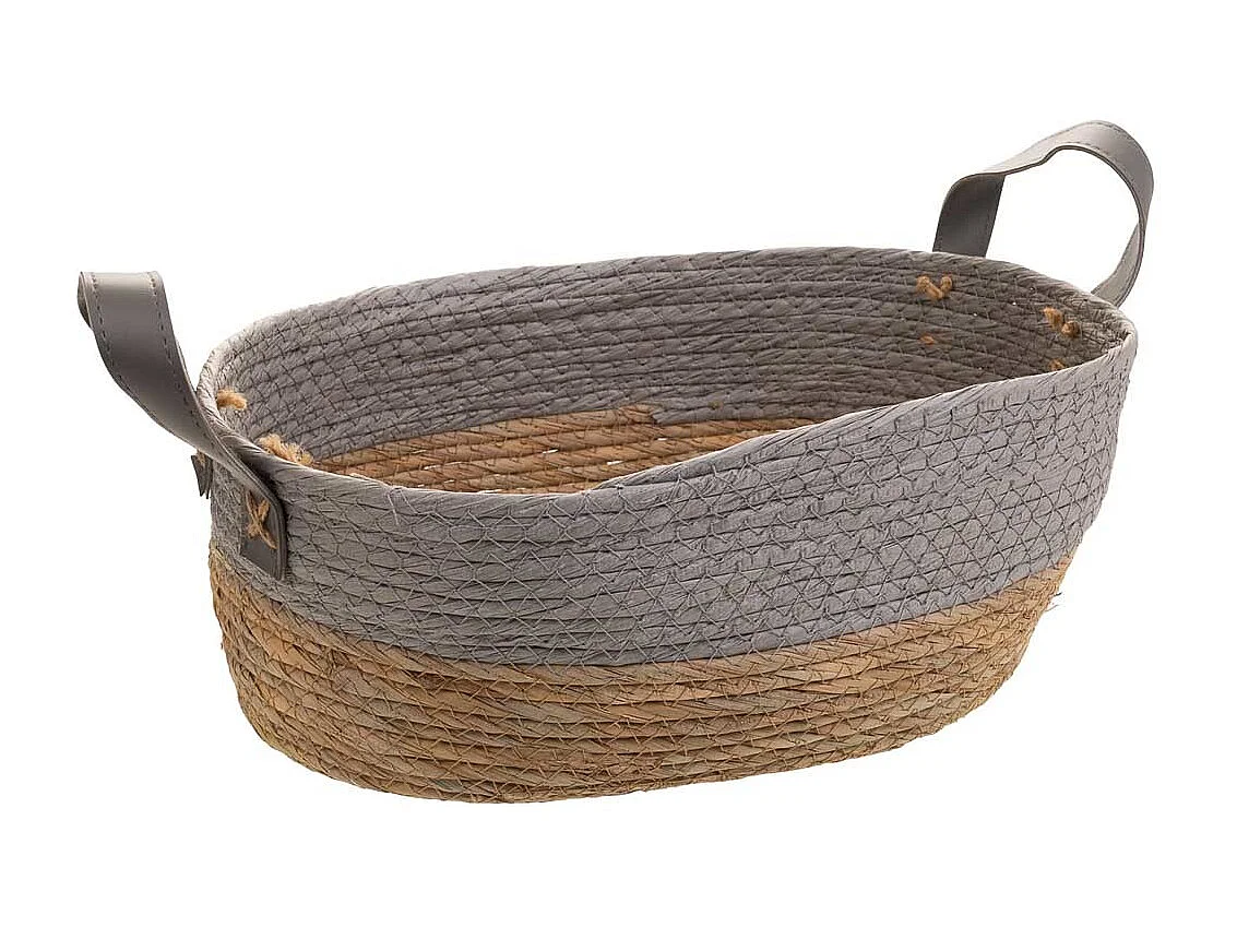 Cesto in corda intrecciata grigia36x26x16h