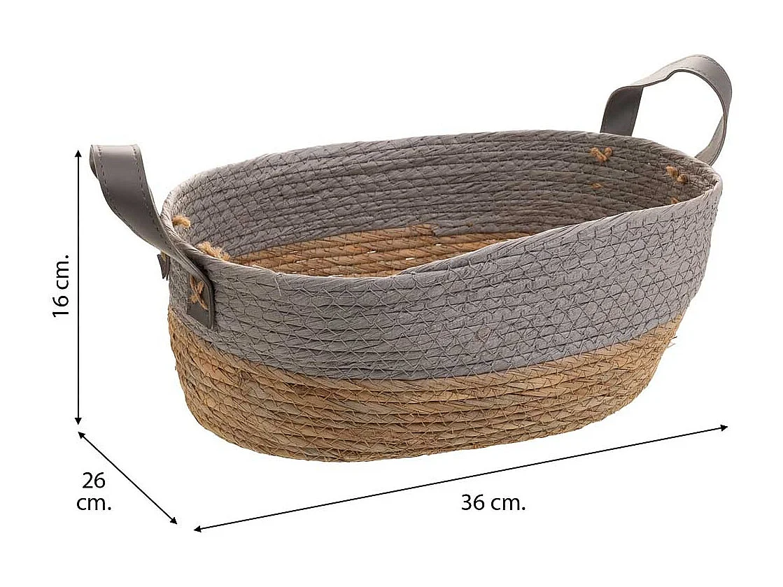 Cesto in corda intrecciata grigia36x26x16h