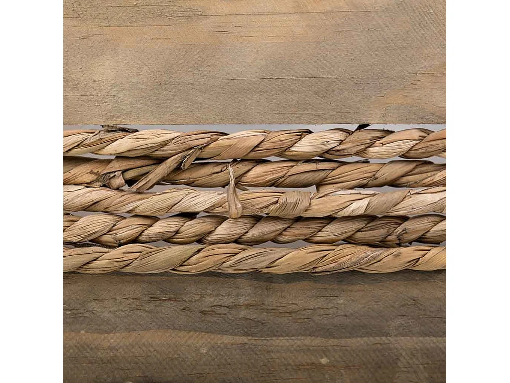 Cesto de madera y cuerda con asas marrón 29x19x14