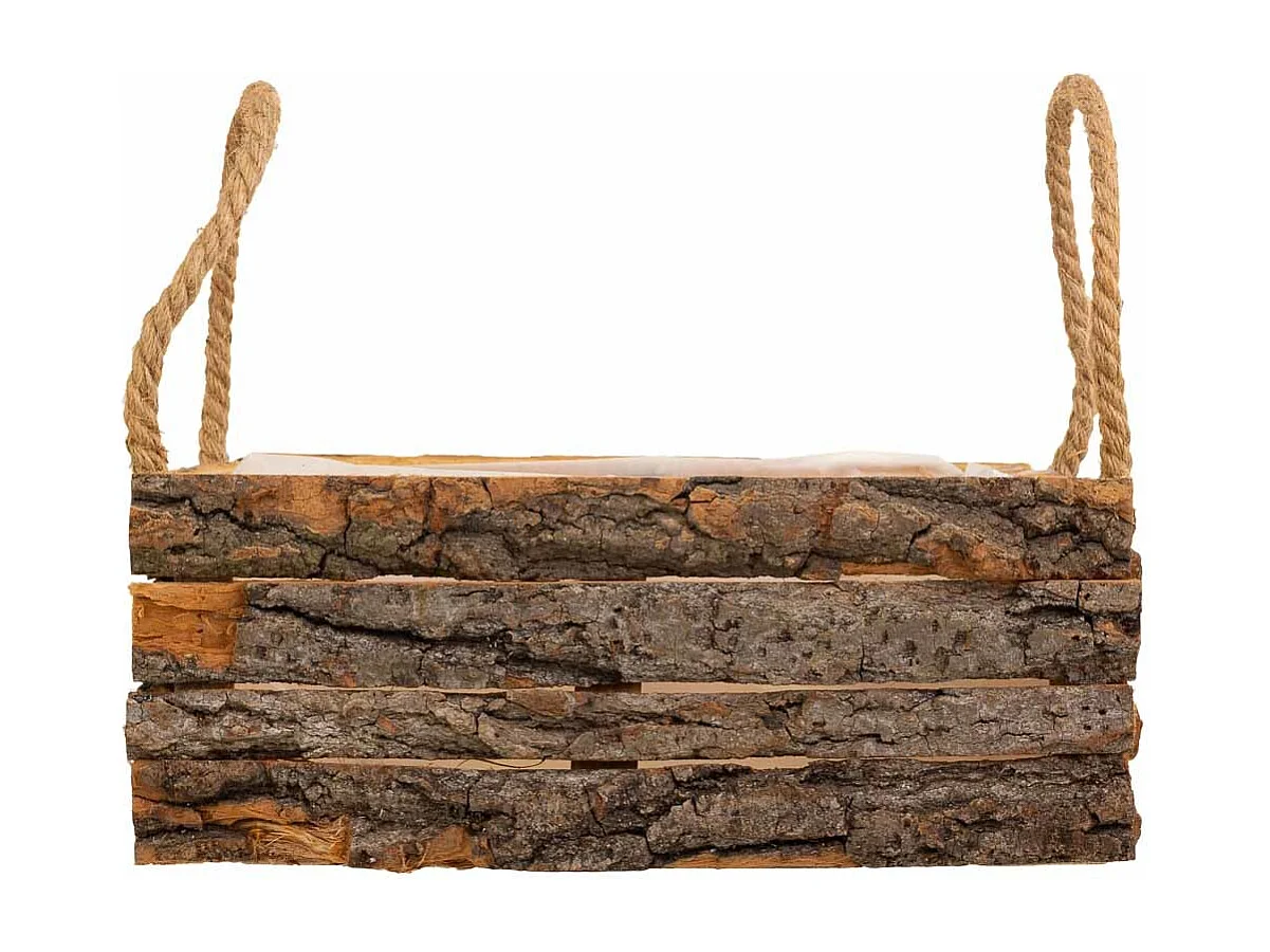 Cesto de madera con asas marrón 30x22x11