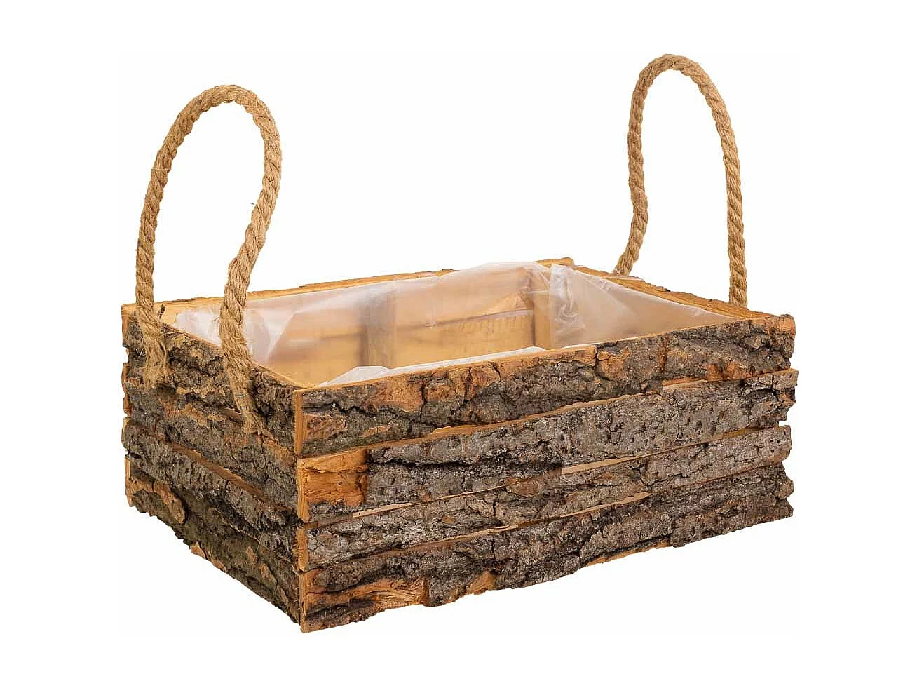 Cesto de madera con asas marrón 30x22x11