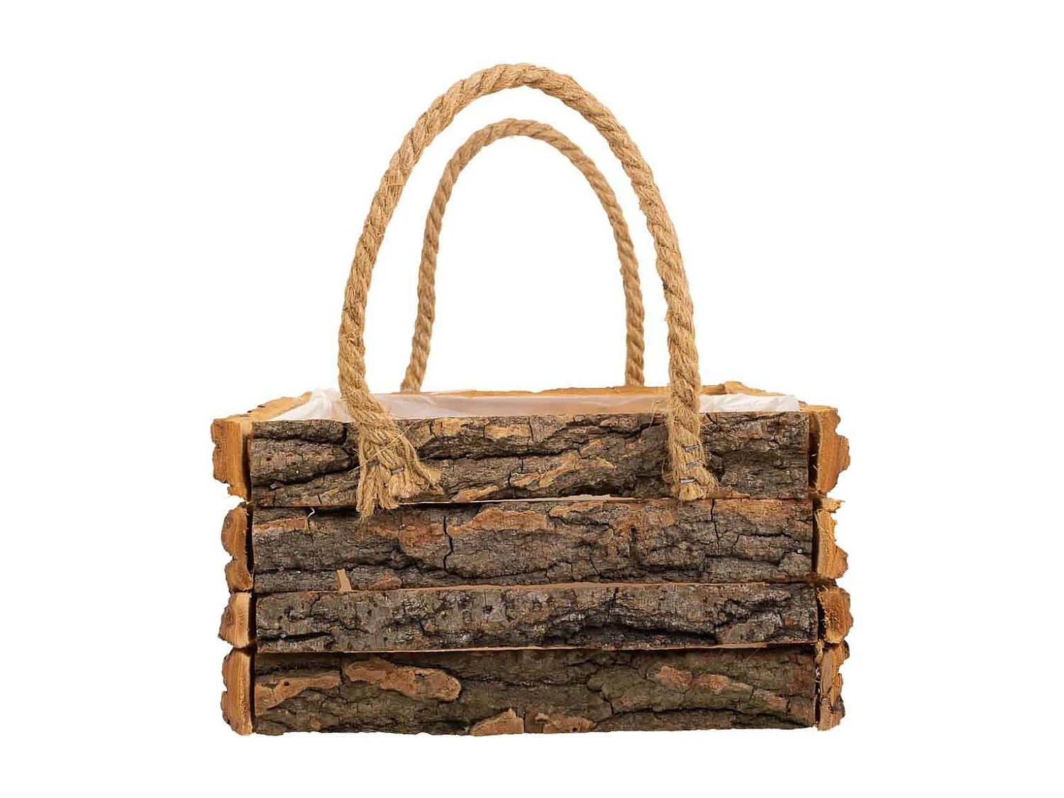 Cesto de madera con asas marrón 30x22x11