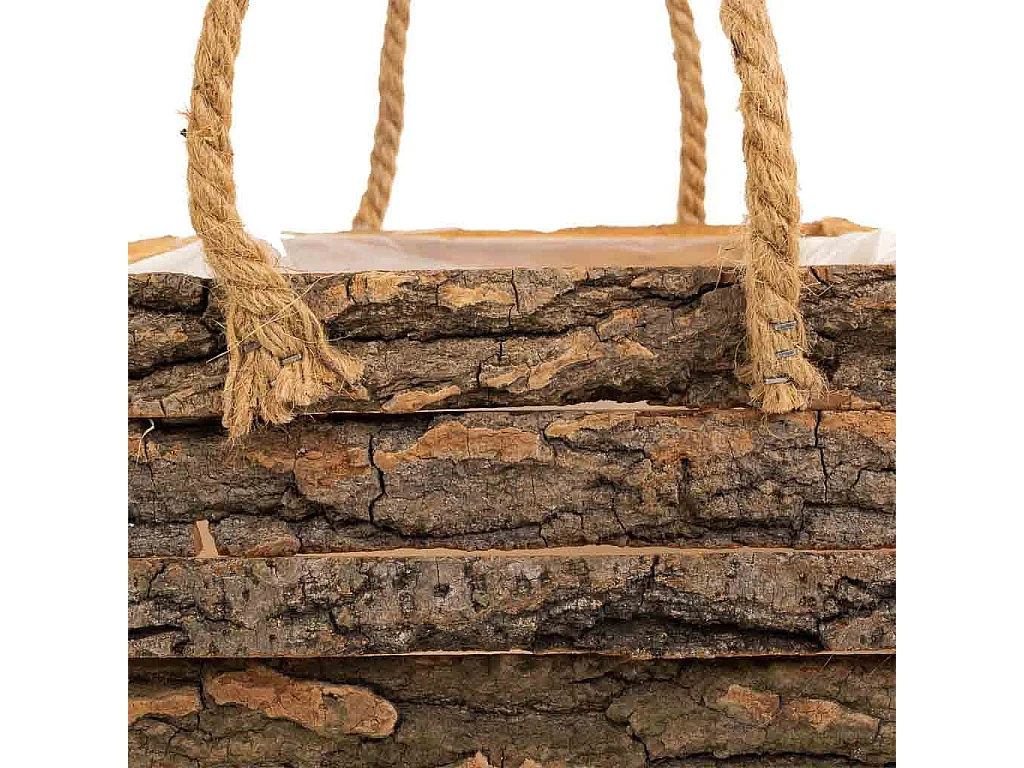 Cesto de madera con asas marrón 30x22x11