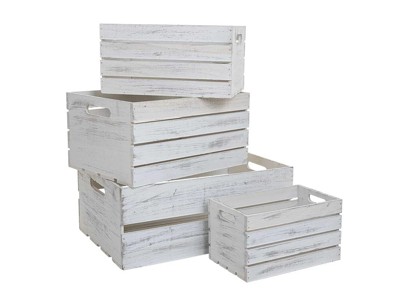 Set di 4 cestini in legno bianco