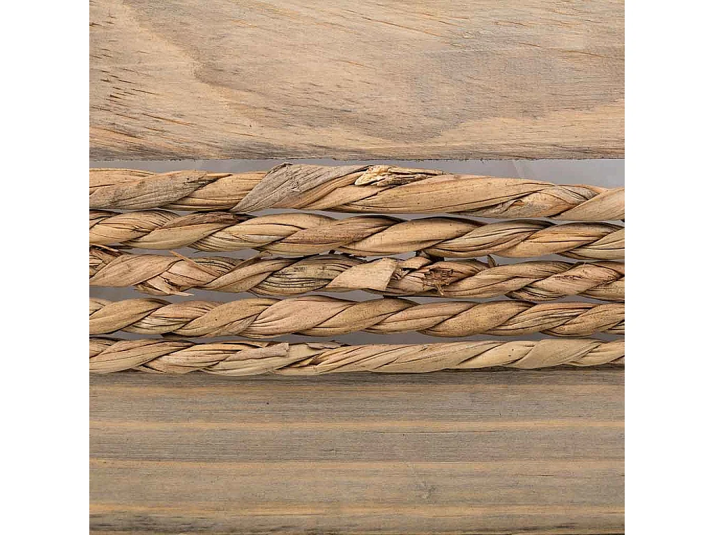 Cesto de madera y cuerda con asas marrón 25x15x13