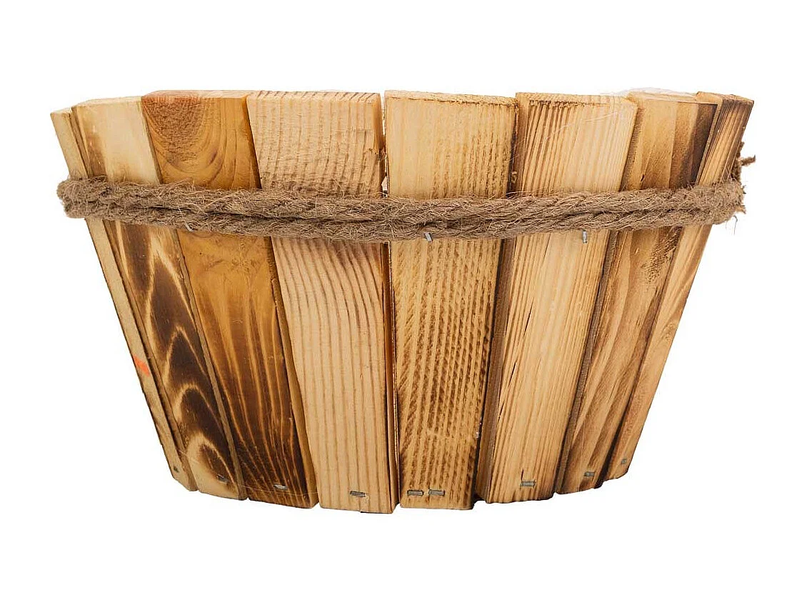 Cesto de madera y cuerda marrón d22x12