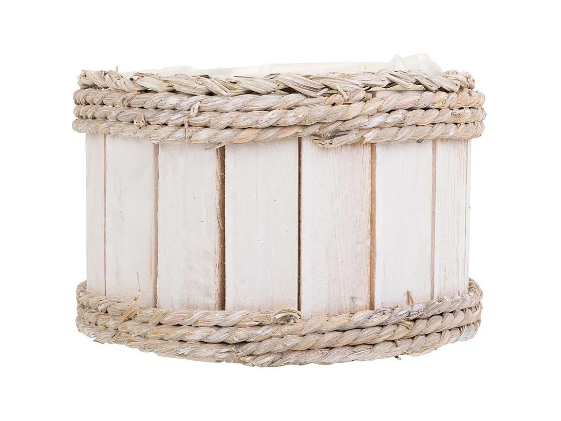 Panier en bois et corde blanc d20x12/21h