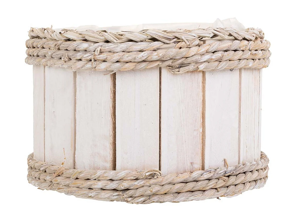 Cesto in legno e corda bianco d20x12/21h