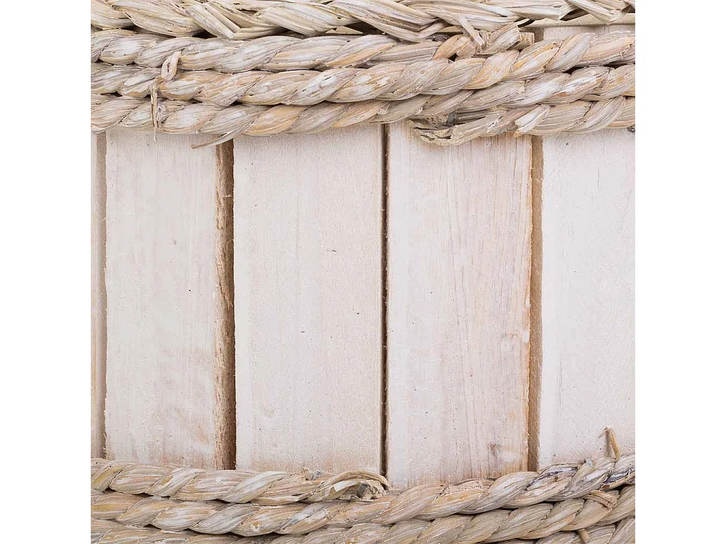 Cesto in legno e corda bianco d20x12/21h