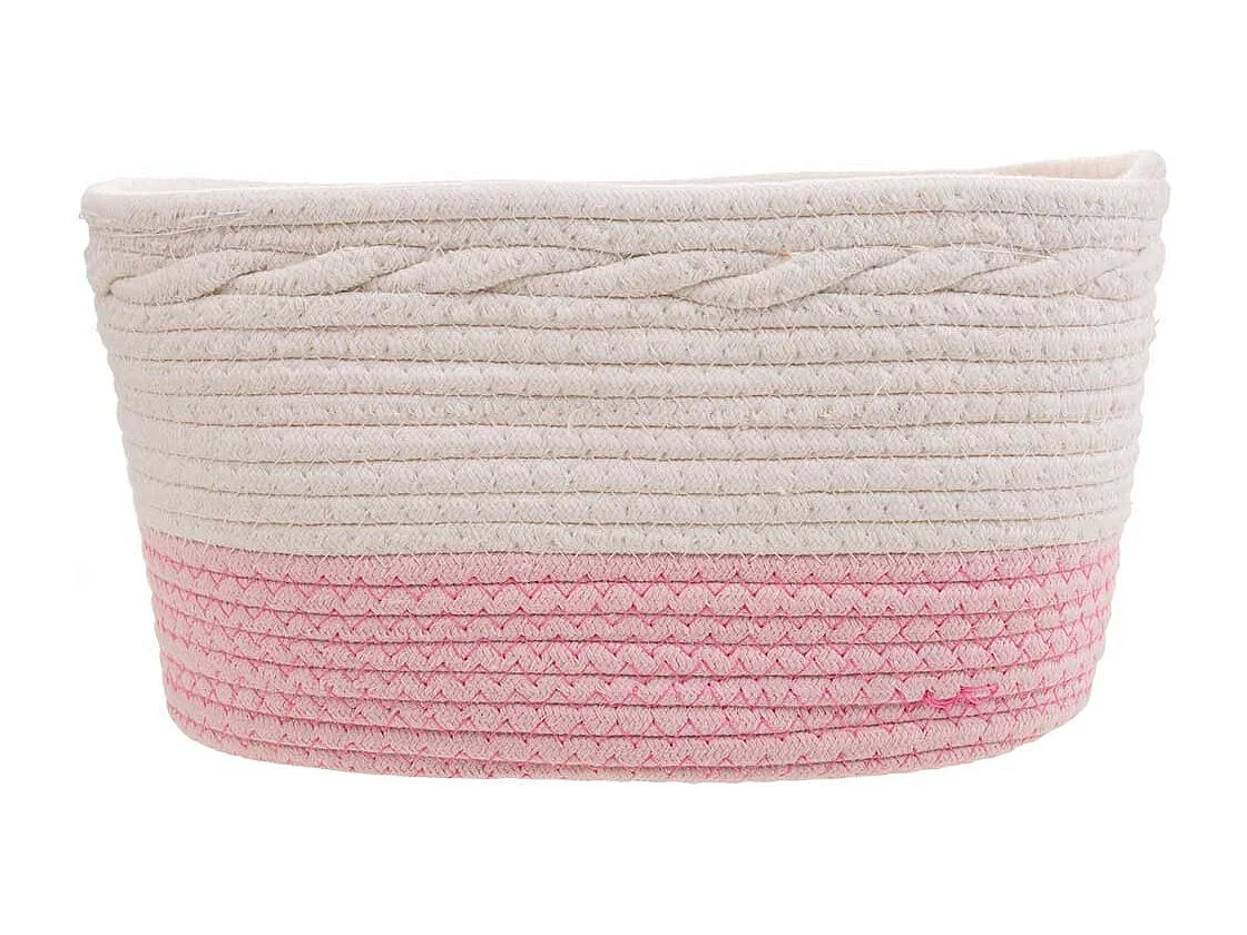 Cesto blanco de cuerda trenzada 36x22x18