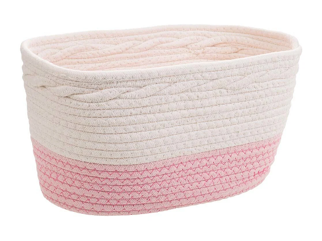 Cesto blanco de cuerda trenzada 36x22x18