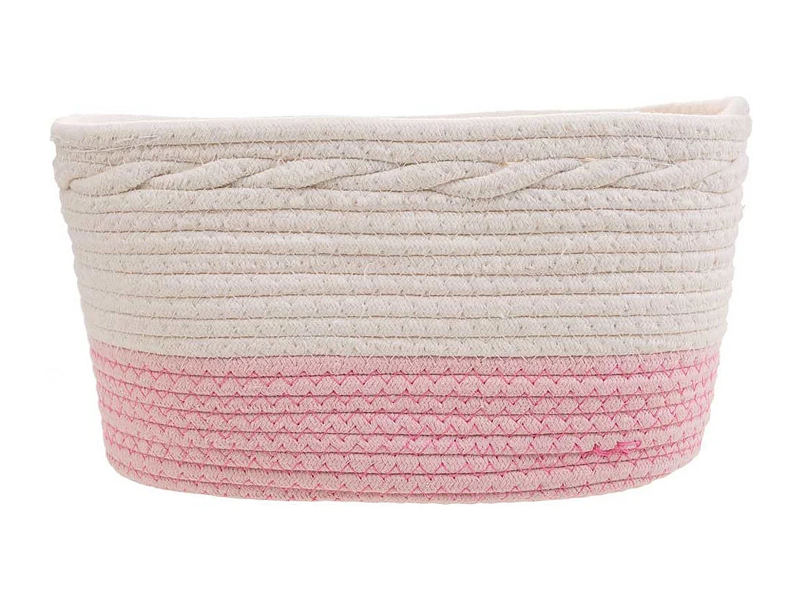 Cesto blanco de cuerda trenzada 36x22x18