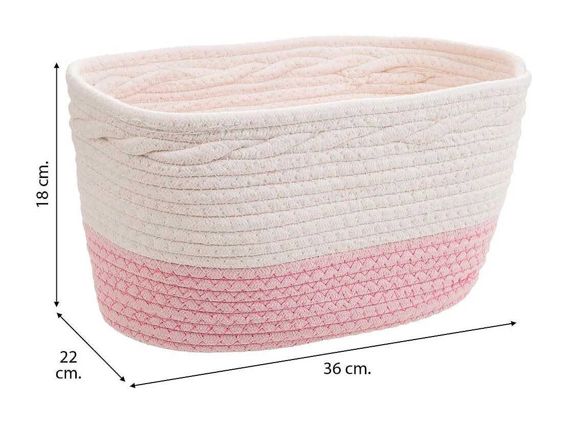 Cesto blanco de cuerda trenzada 36x22x18