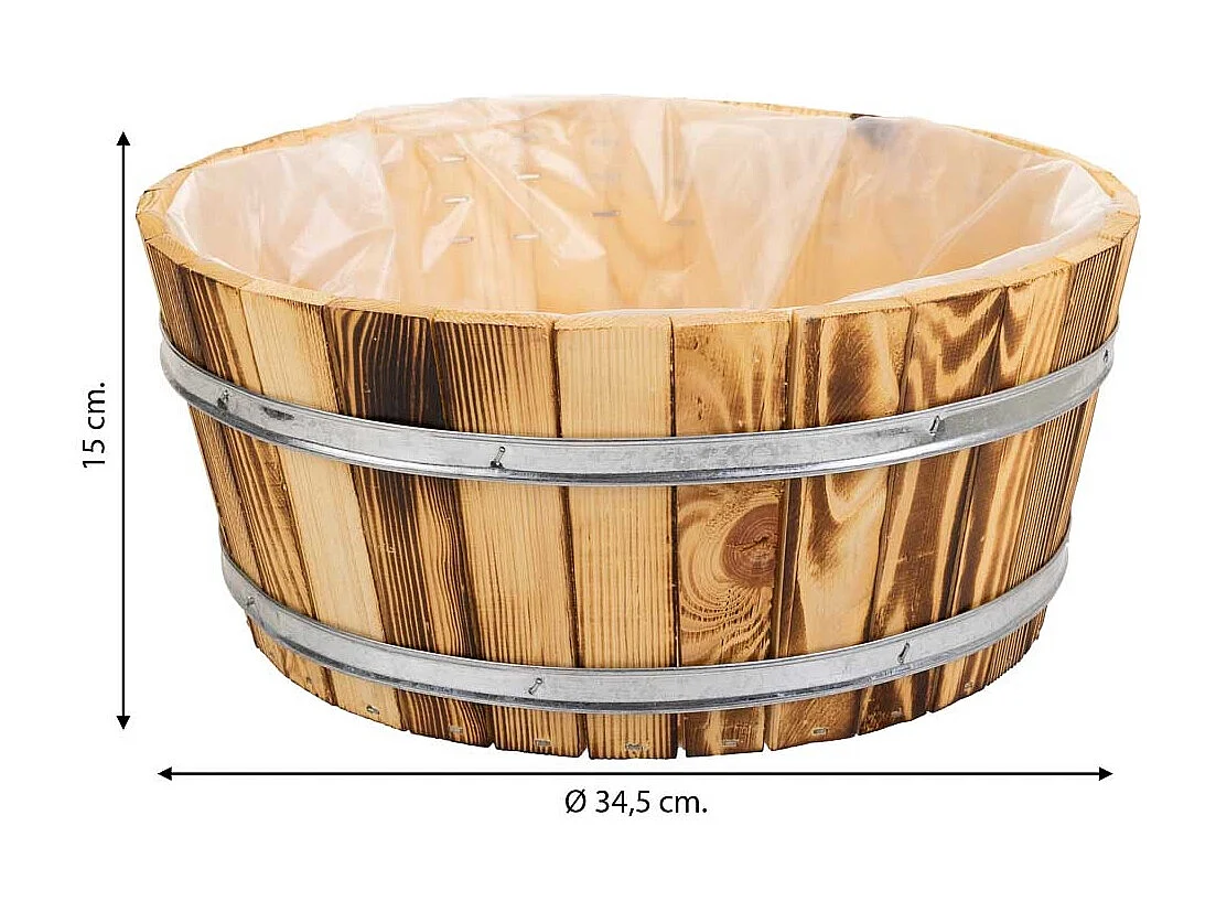 Cesto in legno e corda marrone d34,5x15h