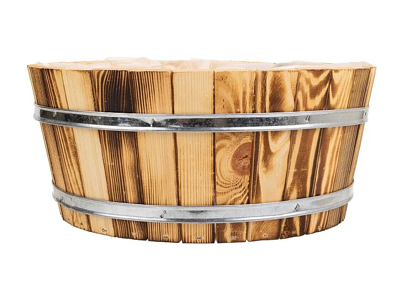 Cesto de madera y cuerda marrón d34,5x15