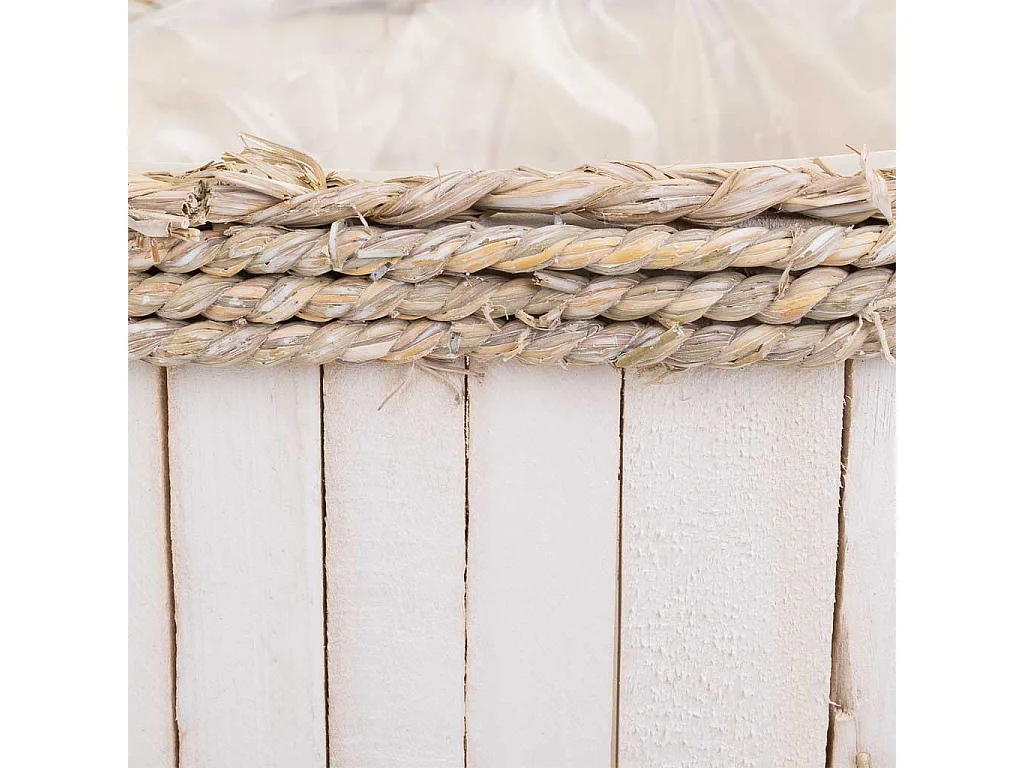 Cesto de madera y cuerda blanco 27x21x14/30