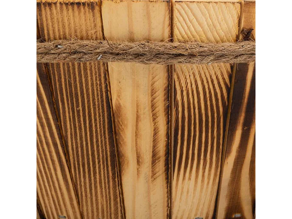 Cesto de madeira e corda marrom d33x14