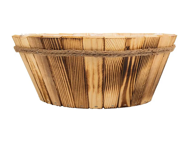 Cesto de madera y cuerda marrón d33x14