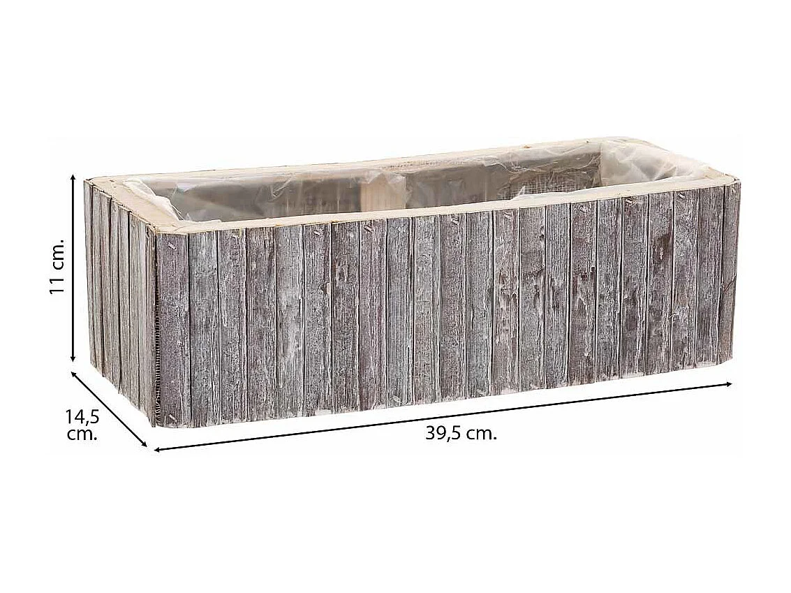 Panier rectangulaire en bois gris 35.5x14.5x11h