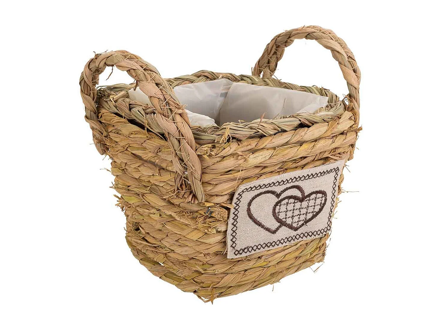 Cesto de cuerda trenzada marrón 14x14x12